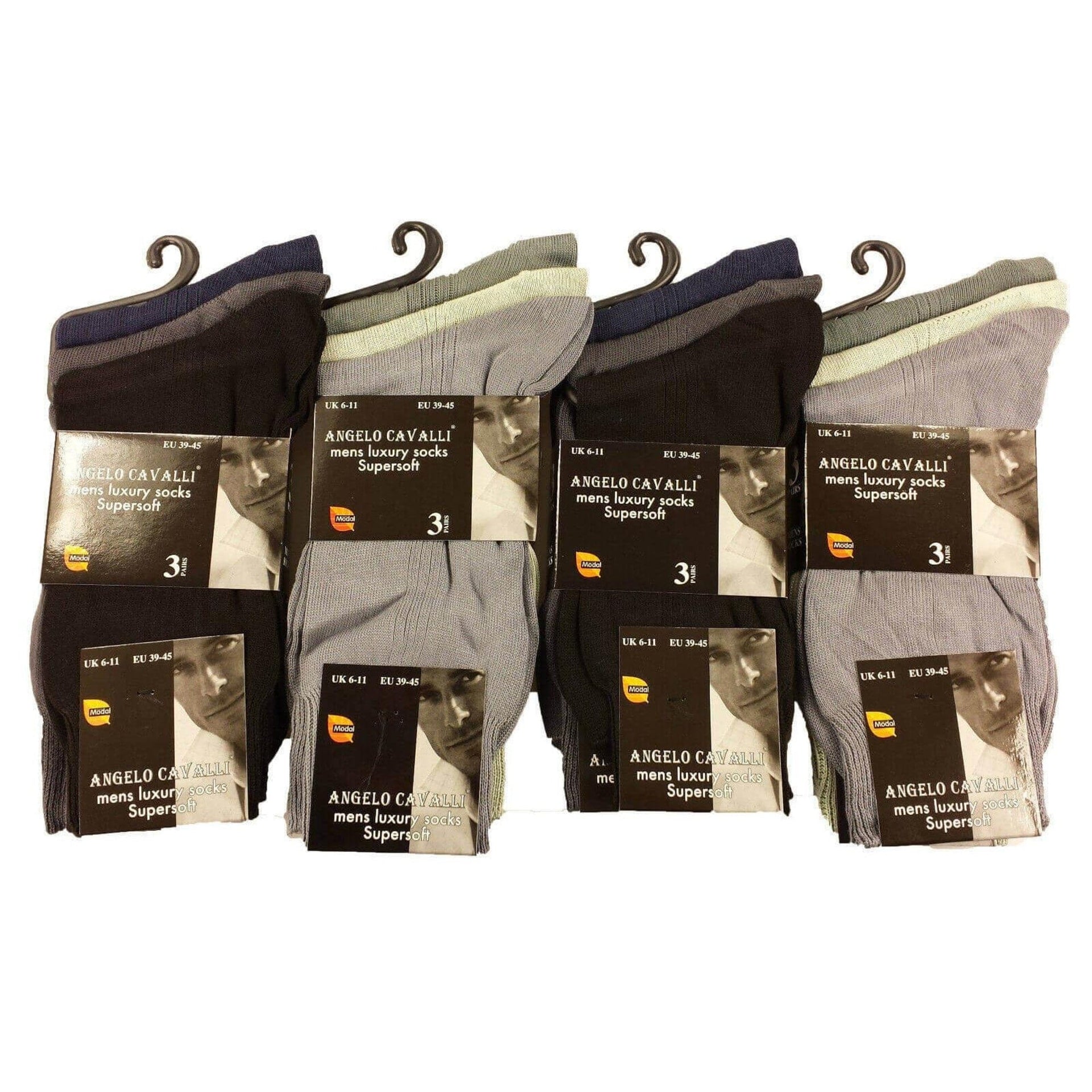 Sock Stack Mens Luxury Super Soft Cotton Modal Dress Socks 6 Pairs Assorted Colours UK 6