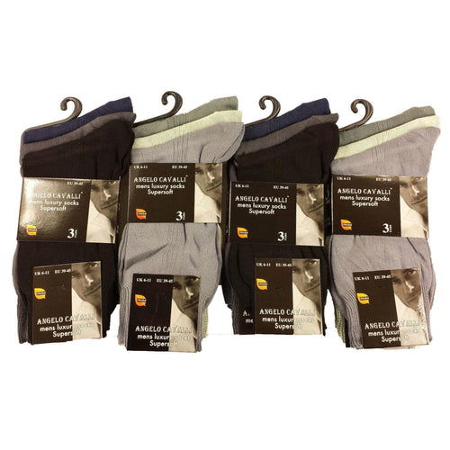 Sock Stack Mens Luxury Super Soft Cotton Modal Dress Socks 6 Pairs Assorted Colours UK 6