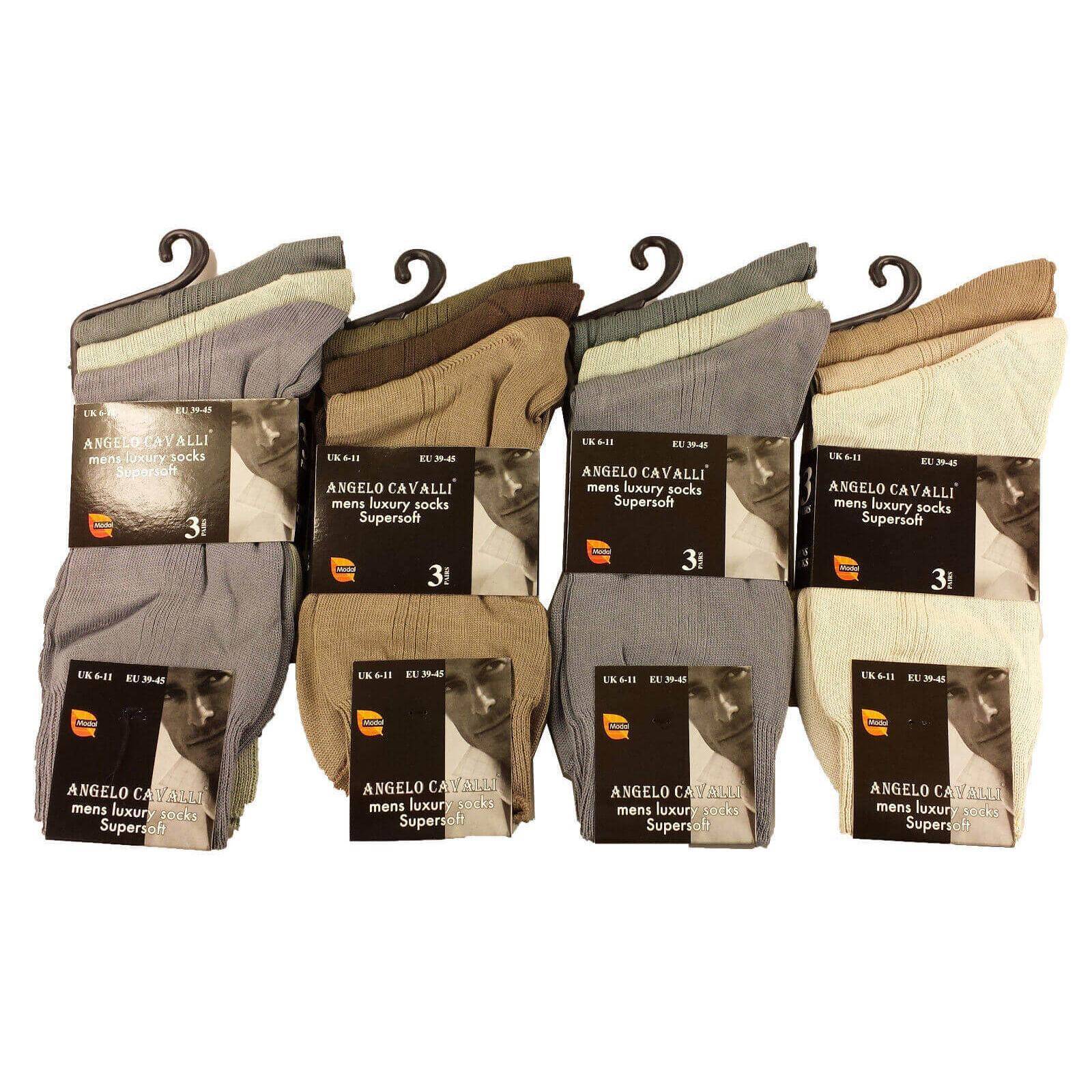 Sock Stack Mens Luxury Super Soft Cotton Modal Dress Socks 6 Pairs Assorted Colours UK 6