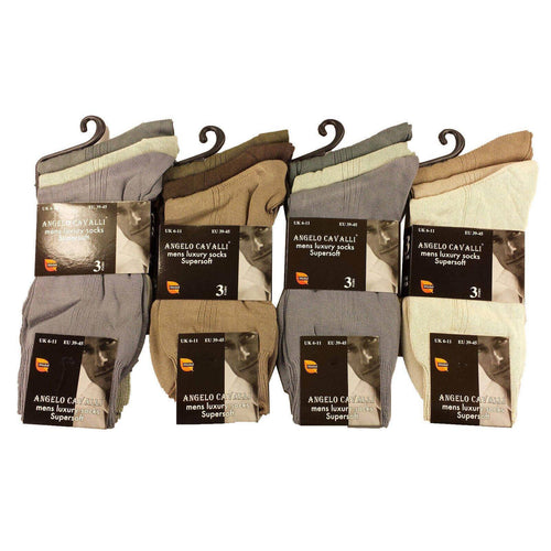 Sock Stack Mens Luxury Super Soft Cotton Modal Dress Socks 6 Pairs Assorted Colours UK 6