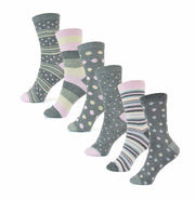 Sock Stack Womens Cotton Rich Socks 6 Pairs UK Size 4-7 Breathable Durable Reinforced Heel Toe Multipack Value