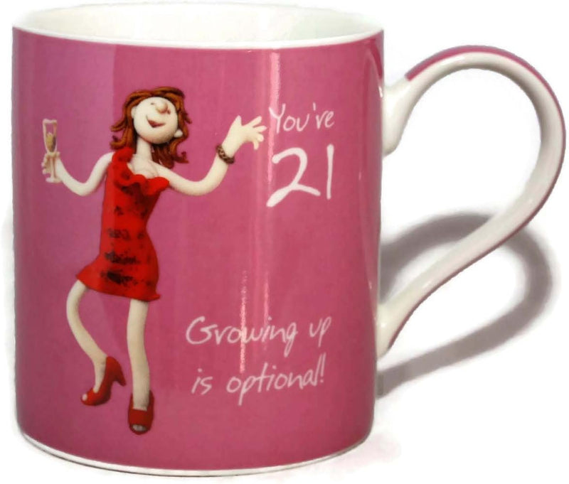 You're 21 Growing Up Is Optional! Female 21st Birthday Fine China Mug
