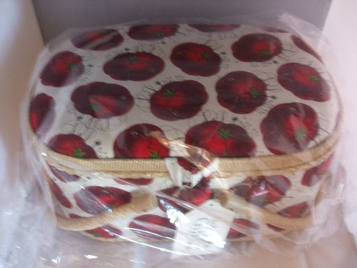 HobbyGift Large Oval Sewing Box / Basket With Pincushion & Removable Tray - Tomato Pincushion
