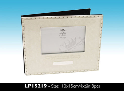Ivory & Crystal Wedding Day Guest Book with 6" x 4" Photo Frame & Plaque
