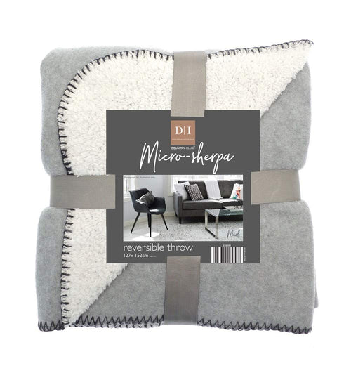 Country Club Plain Grey Marl Microsherpa Fleece Reversible Bed/Sofa Throw 120cmx150cm
