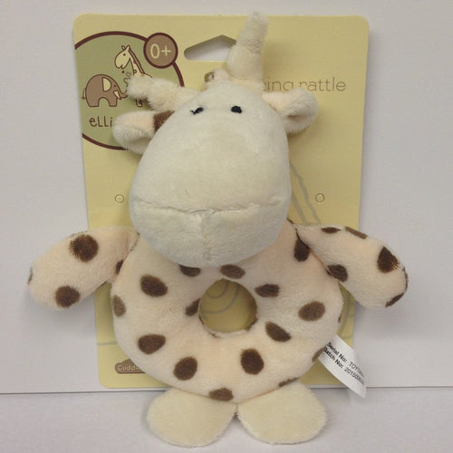 Elli & Raff Plush Ring Rattle (Pair) Elephant & Giraffe