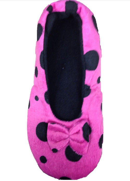 Ladies Tootsies Ballerina Slippers SK818 Pink Spot