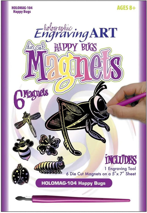Holographic Engraving Art Magnets-Happy Bugs