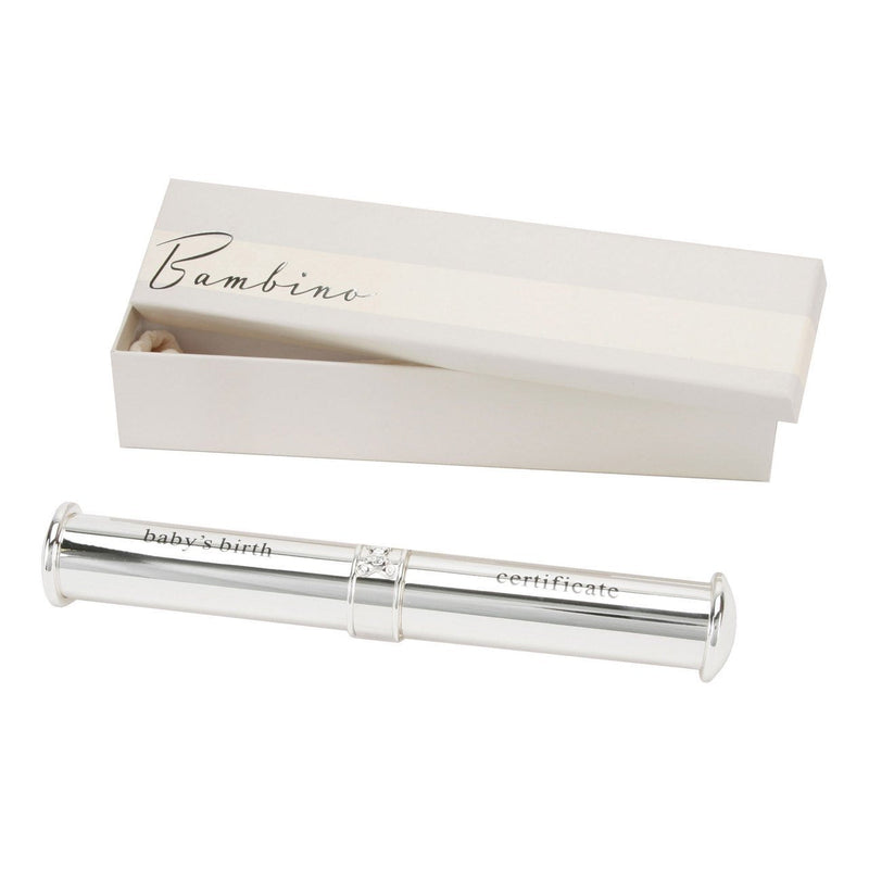 Bambino Silverplated Babies Birth Certificate Holder