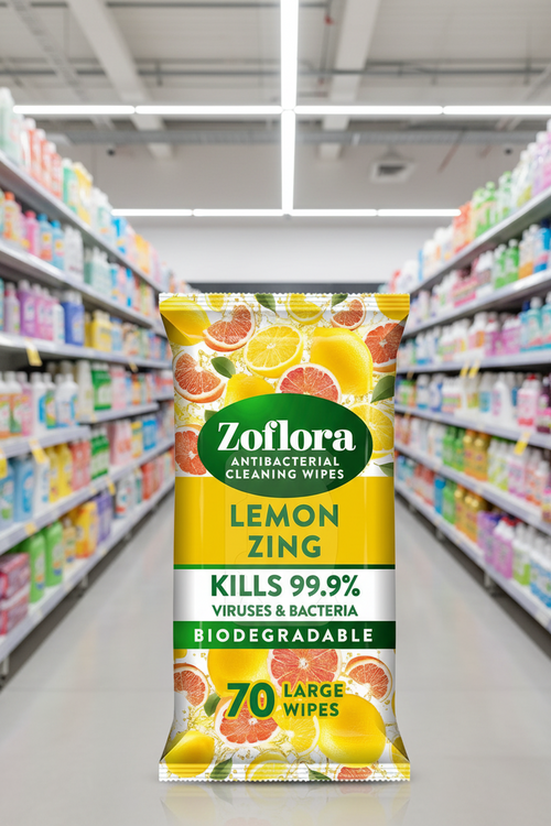6 x Zoflora Antibacterial Wipes Lemon Zing  - 70 PACK