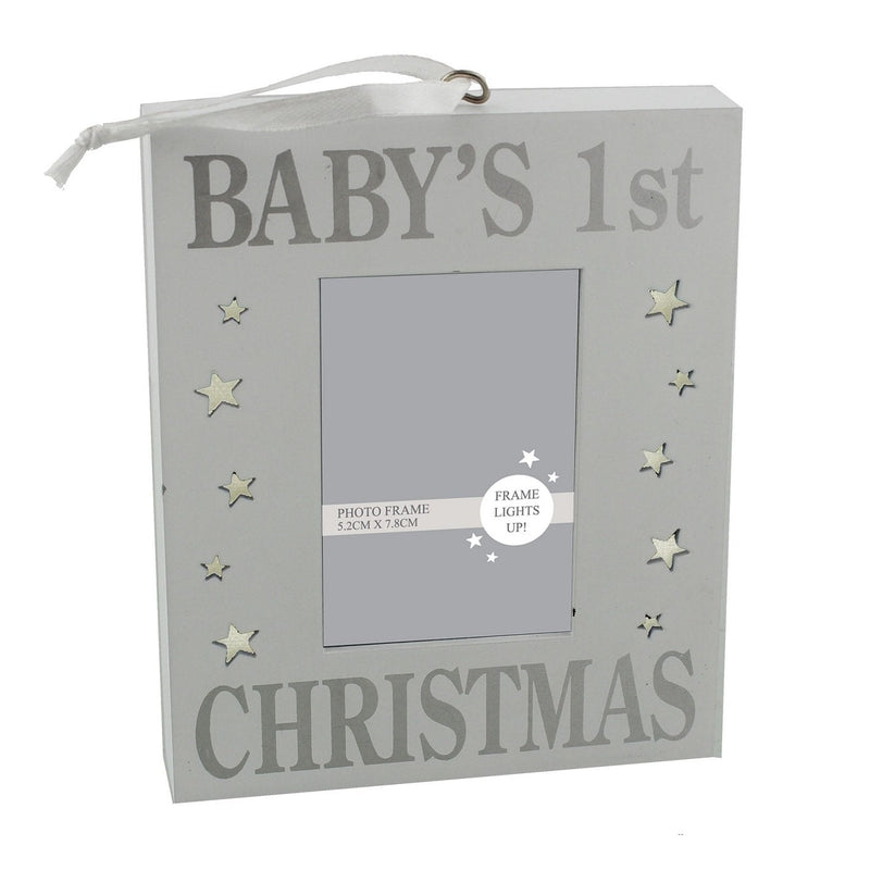 Silver Sparkle Light Up Baby's 1st Christmas Photo Frame