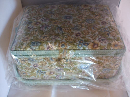Classic Sewing Box Basket Large - Vintage Floral - Green