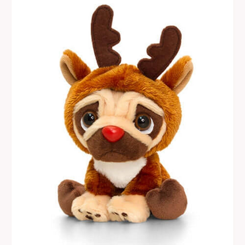 Keel Toys Pugsley Toy With Reindeer Christmas Outfit