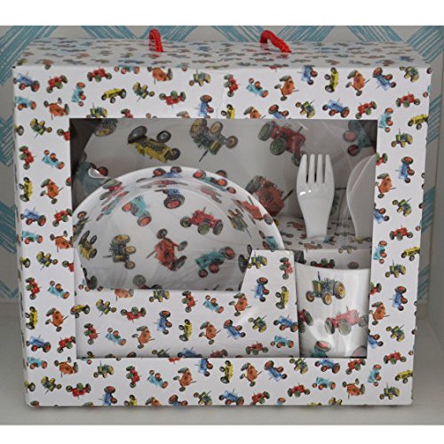 Childrens Melamine Dinner Set. Powell Craft Tractor Kids Gift Set - from Little PJs
