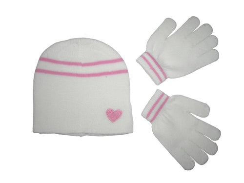Girls Winter Magic Hat and Gloves Set - Available in Cream, Purple or Pink (Cream)