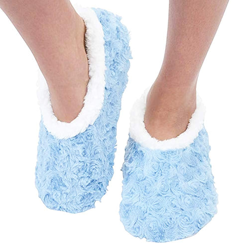 Ladies Super Soft Rose Textured Fur-Like Fabric Snoozies Slippers