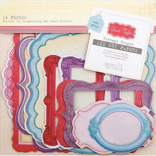 Grace Taylor Die-Cut Paper & Frames 14/Pkg-Vintage Brights