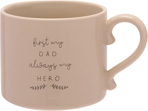 Widdop Moments Stoneware Ceramic Dad Mug - Dad My Hero Mug - Fawn Colour - Coffee Mug Tea Hot Drinks - Approx 350ml - Gift for Dad Him