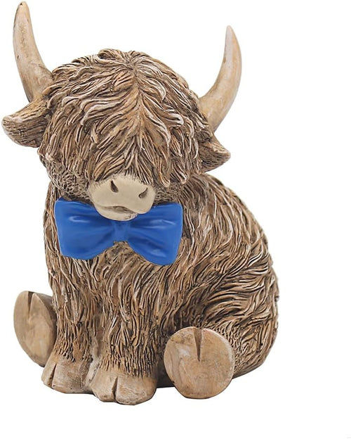 The Leonardo Collection Happy Highland Cow Figurine - wearing Dickie bow tie