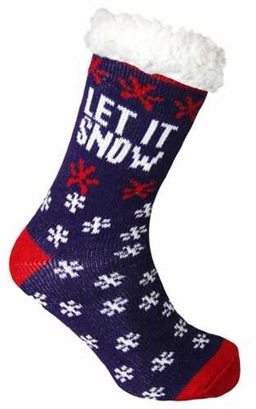 Ladies Heat Machine Soft Sherpa Fleece Lined Christmas Slipper Socks