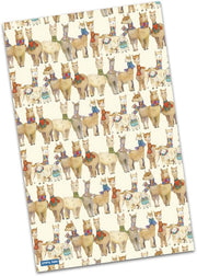 Emma Ball Cotton Tea Towel Alpaca Goat and Angora Pattern printed in the UK