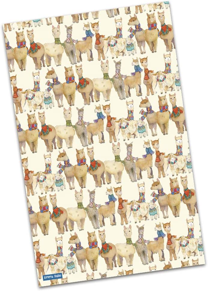 Emma Ball Cotton Tea Towel Alpaca Goat and Angora Pattern printed in the UK