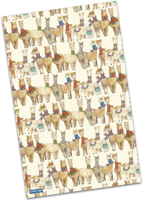 Emma Ball Cotton Tea Towel Alpaca Goat and Angora Pattern printed in the UK