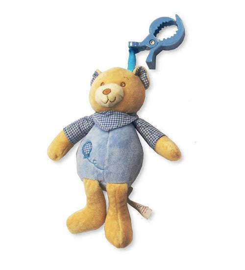 Baby Boys Blue Soft Teddy Bear Clip On Pushchair, Cot & Car Seat Toy - Suitable From Birth