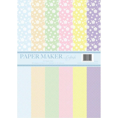 Craftstyle Products Papermaker A4 Paper Pad - Polka Dot and Flowers