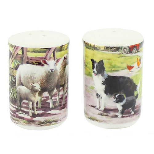 Leonardo Collie and Sheep China Salt and Pepper Cruet Set Macneil Studio LP92422