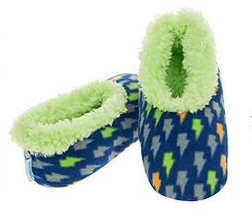 Boys Lightening Bolts Fun Kids Snoozies Slippers in S/M/L