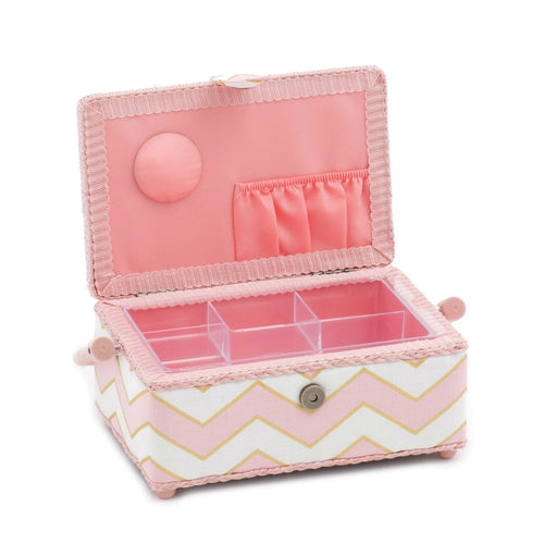 Hobby Gift 'Chevron Pearlised Blush' Small Rectangle Sewing Box 24 x 16 x 11cm (d/w/h)
