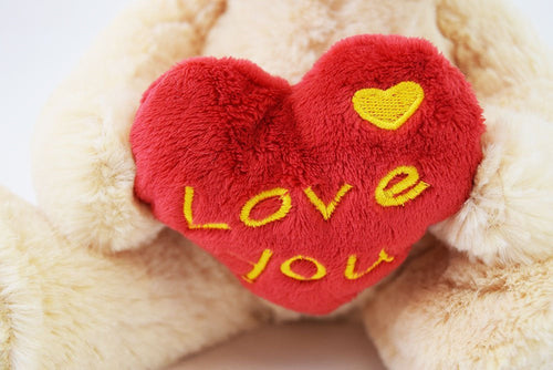 Love You Heart Teddy Bear Cream Valentines Day Soft Toy Cute Love Gift Present