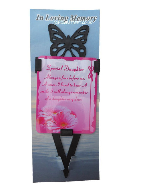 Daughter Memorial Laminated Card With Butterfly Stake Holder And Special Message By Homestreet