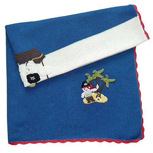 pirate knitted cot size blanket
