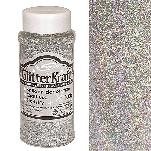 Balloon Decoration/ Craft Glitter - Glitter Kraft Holographic Silver Powder 100g