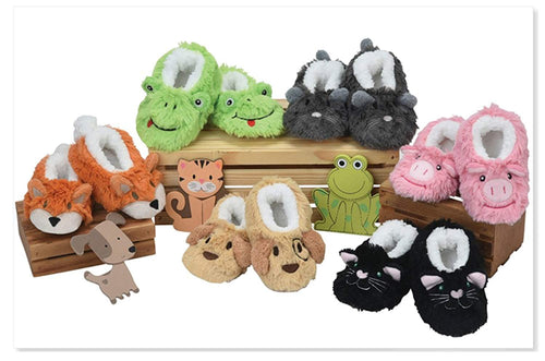 Snoozies Childrens Animal Soft Sherpa Fleece Fluffy Slippers
