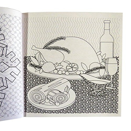 Colouring Therapy, Christmas Premium Adult Colouring Book - 60 Designs to Colour - Size 210mm x 210mm