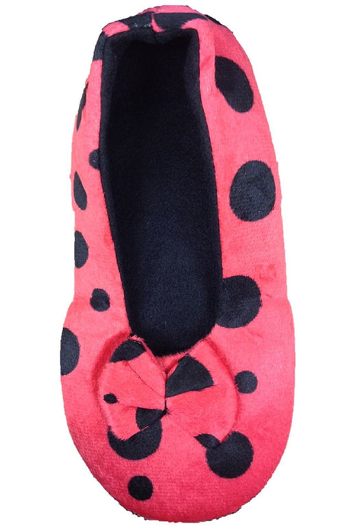 Ladies Tootsies Ballerina Slippers SK818 Red Spot