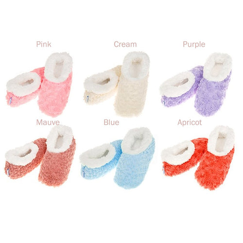 Ladies Super Soft Rose Textured Fur-Like Fabric Snoozies Slippers