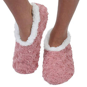 Ladies Super Soft Rose Textured Fur-Like Fabric Snoozies Slippers