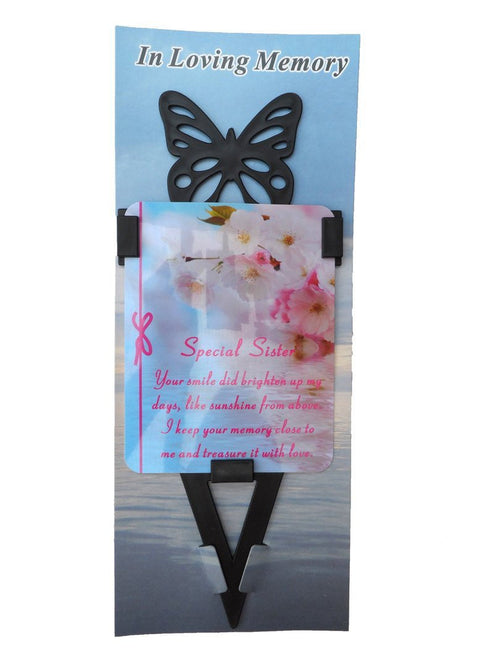 Sister Memorial Laminated Card With Butterfly Stake Holder And Special Message By Homestreet