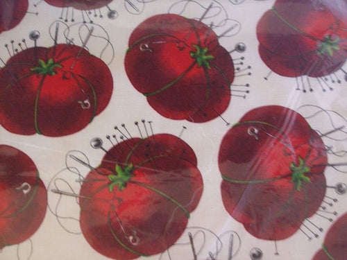 HobbyGift Large Oval Sewing Box / Basket With Pincushion & Removable Tray - Tomato Pincushion