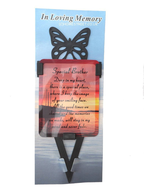 Brother Memorial Laminated Card With Butterfly Stake Holder And Special Message By Homestreet
