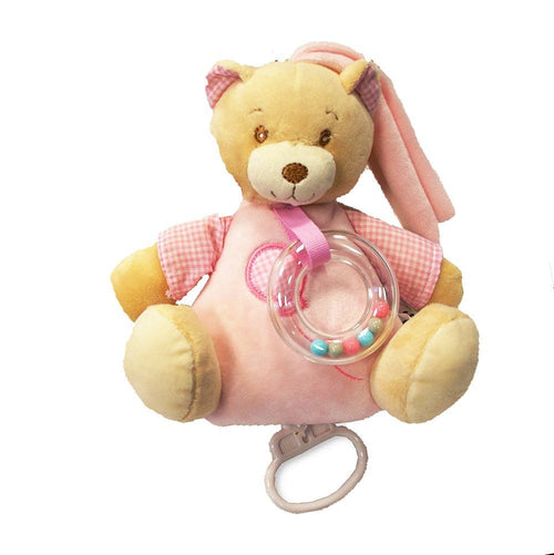 Baby Girls Pink Soft Teddy Bear Pull String Musical Activity Rattle Toy