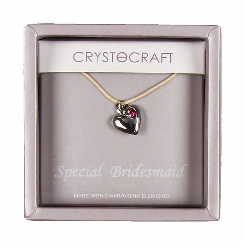 Crystocraft Necklace with Heart Charm-Our Special Bridesmaid