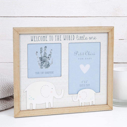 Petit Cheri Welcome to the World Hand Print & Fotolijst 10,2 cm x 15,2 cm - Blauw