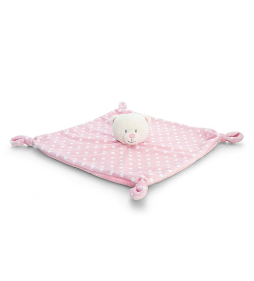 PINK & WHITE SPOTTY Baby's First Comforter Blanket Teddy Bear Gift by Keel Toys