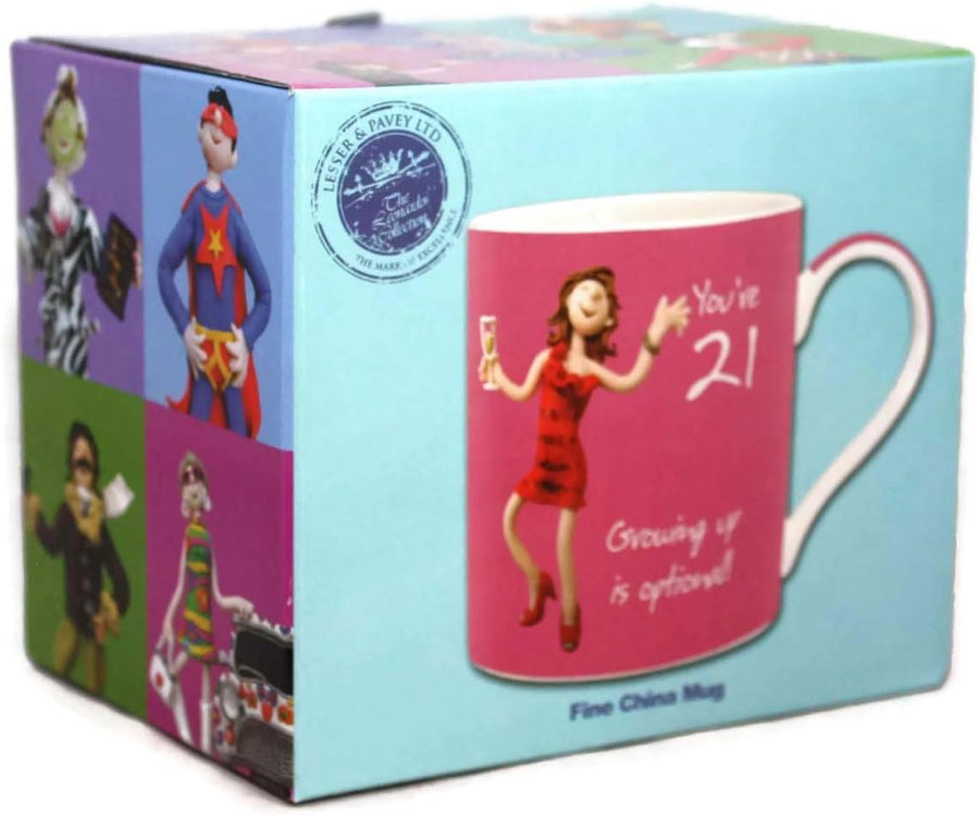 You're 21 Growing Up Is Optional! Female 21st Birthday Fine China Mug