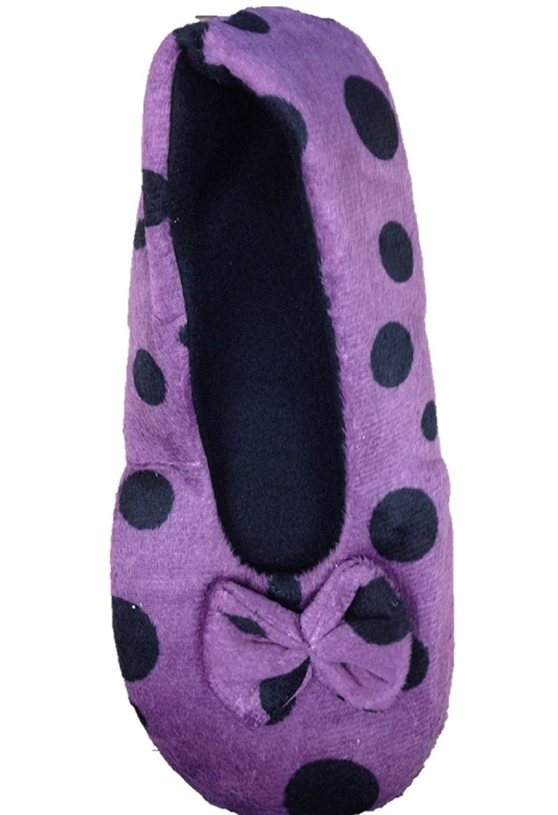 Ladies Tootsies Ballerina Slippers SK818 Purple Spot